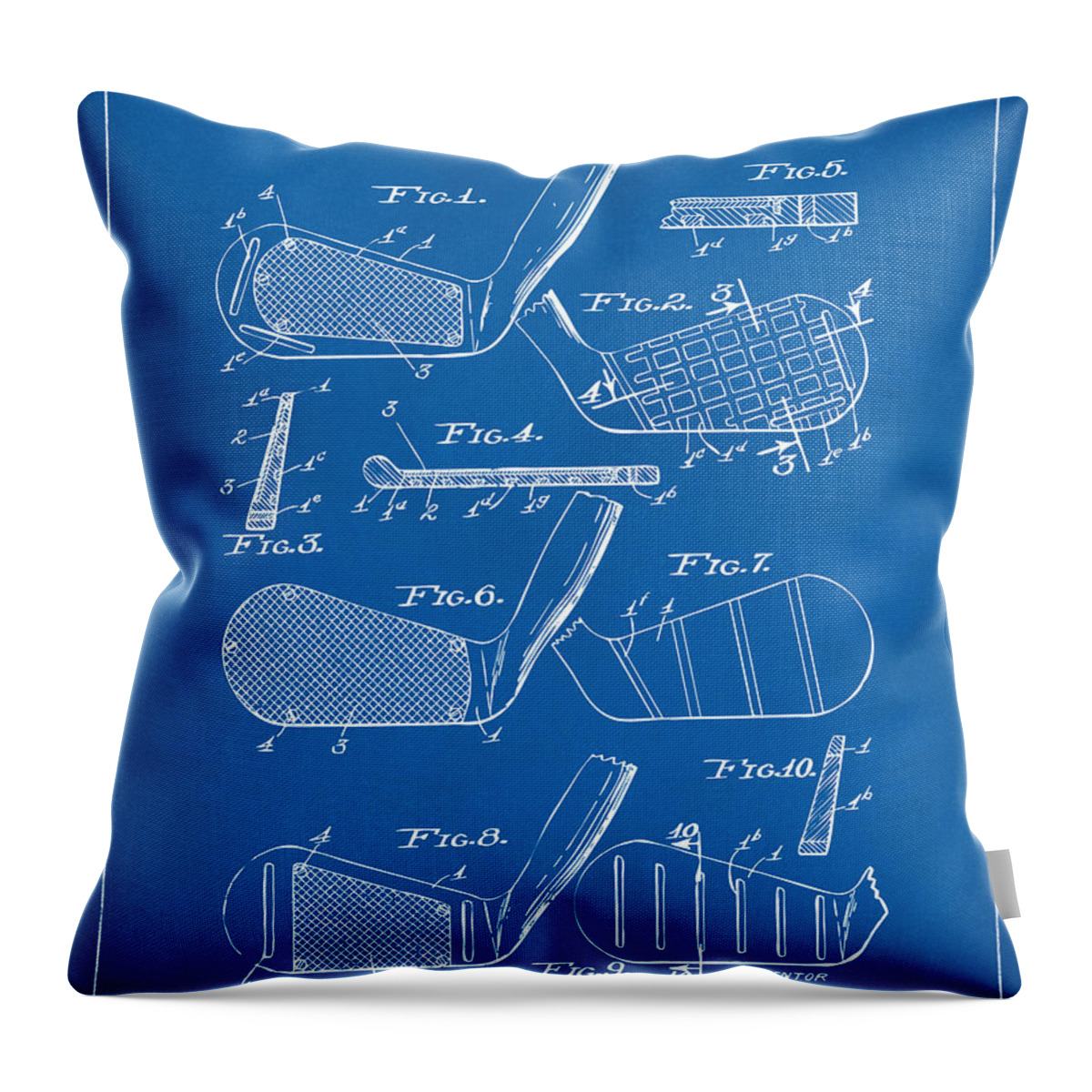 Golf Throw Pillow featuring the digital art 1936 Golf Club Patent Blueprint by Nikki Marie Smith
