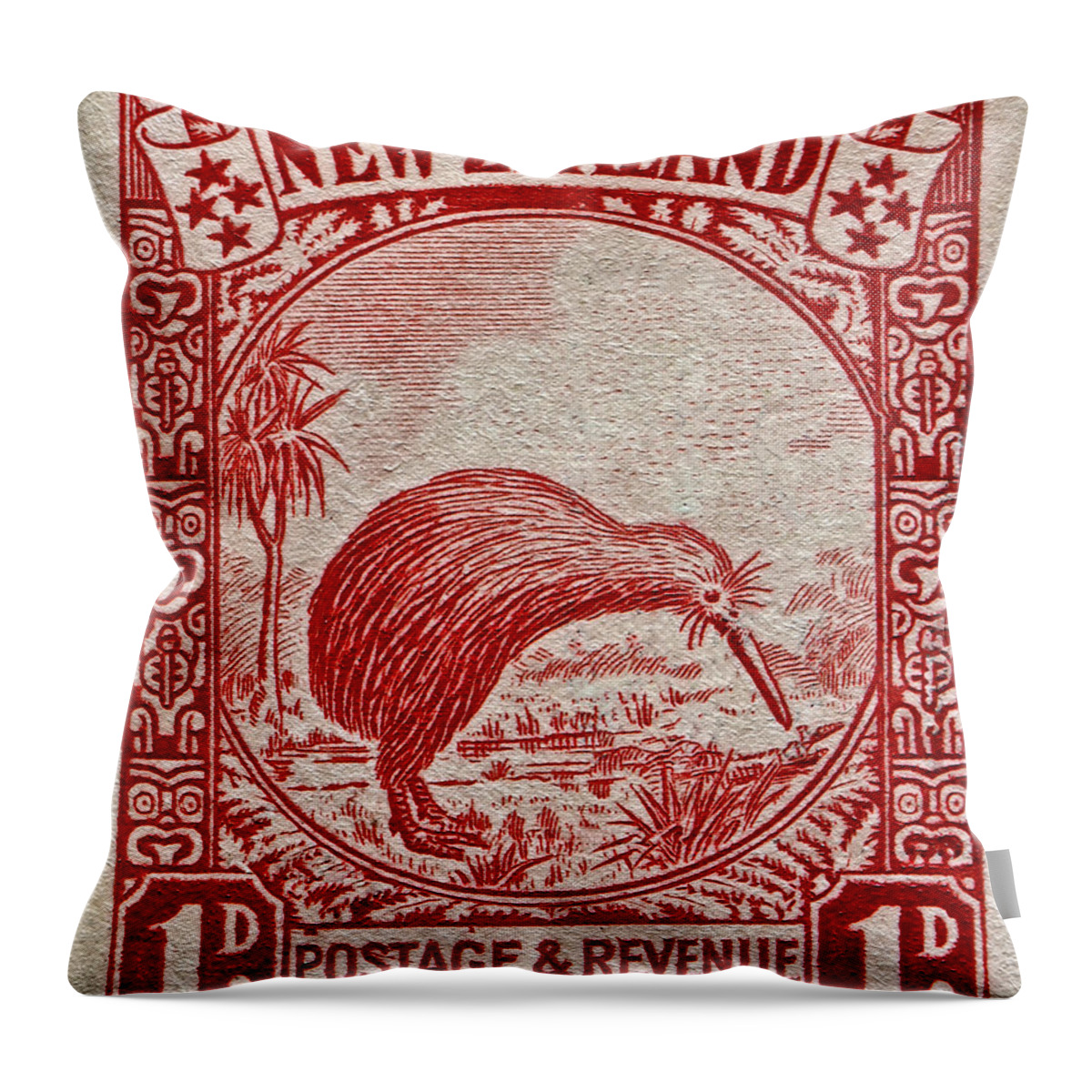 1936 Throw Pillow featuring the photograph 1936 New Zealand Kiwi Stamp by Bill Owen