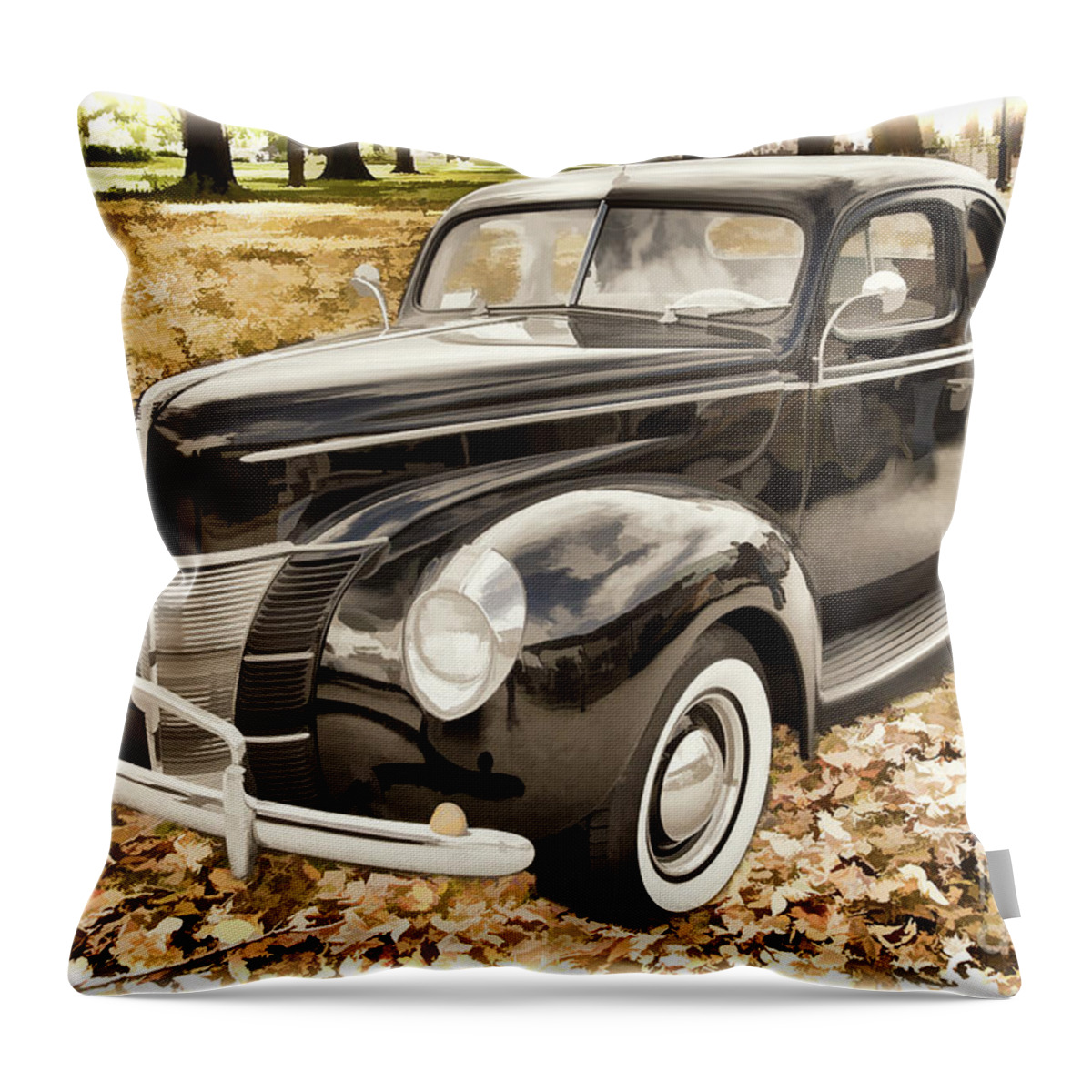 1940 Ford Throw Pillow featuring the painting 1940 Ford Classic car antique automobile painting Photograph in by M K Miller