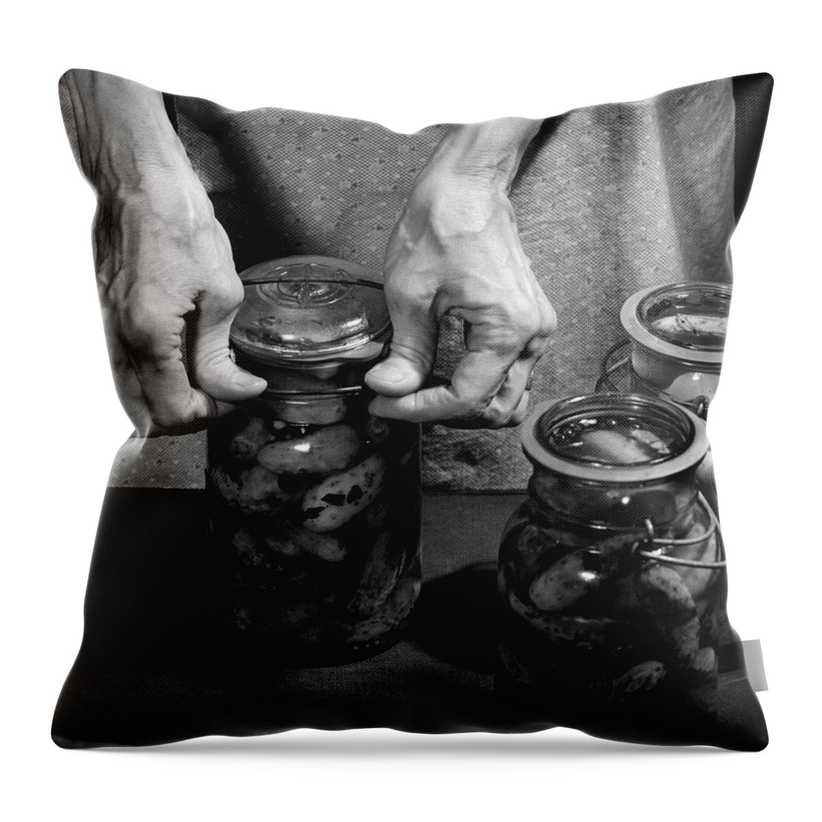 Photography Throw Pillow featuring the photograph 1950s Close-up Of Elderly Womans Hands by Vintage Images