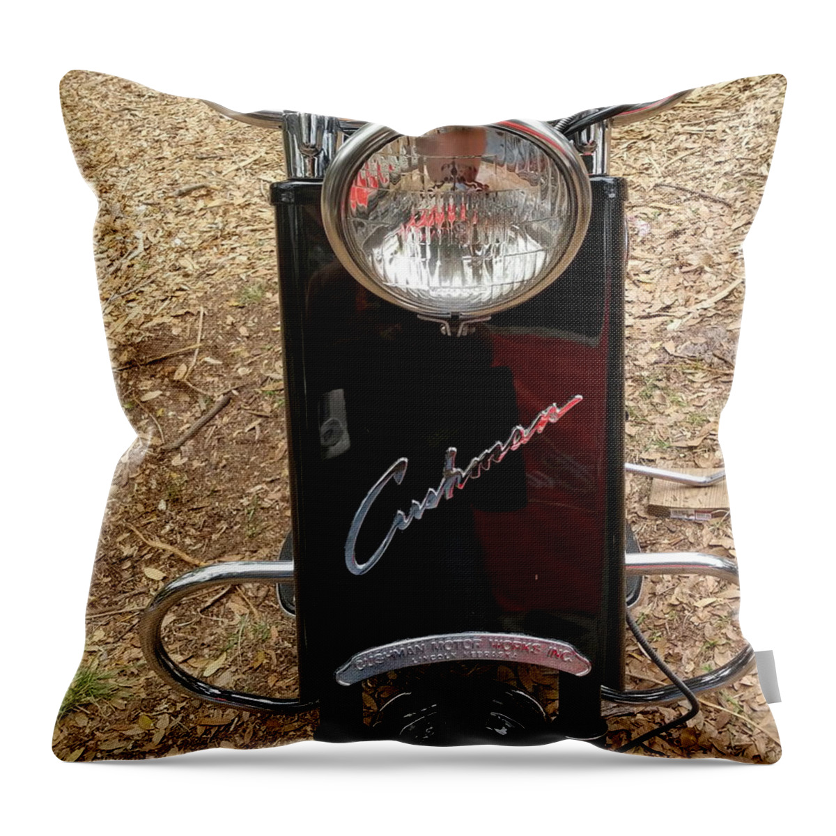 Cushman Throw Pillow featuring the photograph 1950's Cushman by Fortunate Findings Shirley Dickerson