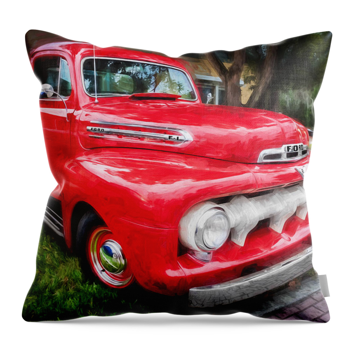 1951 Ford Truck Throw Pillow featuring the photograph 1951 Ford Pick Up Truck F100 Painted 50 per cent by Rich Franco