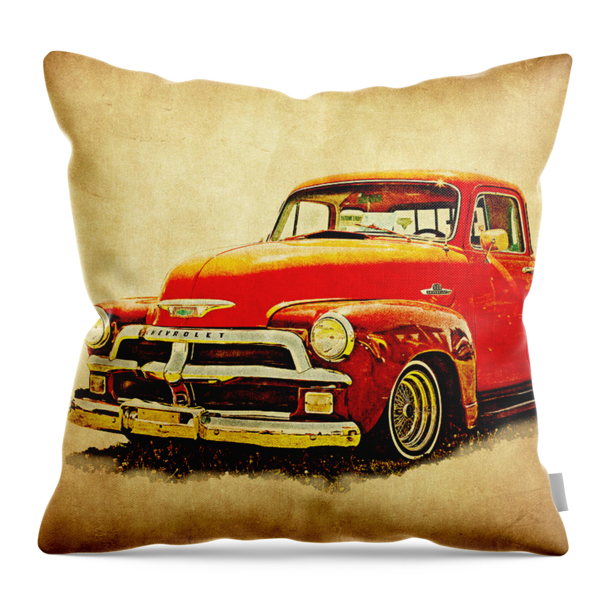Chevy Pickup Throw Pillow featuring the photograph 1954 Chevy Pickup by Athena Mckinzie