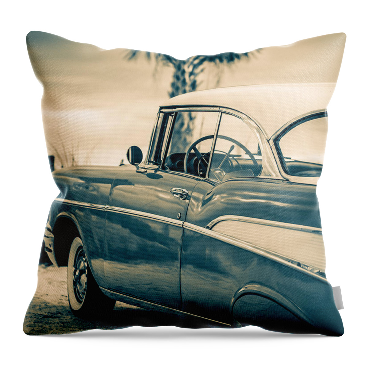 11x14 Throw Pillow featuring the photograph 1957 Chevy Bel Air Standard 11x14 by Edward Fielding