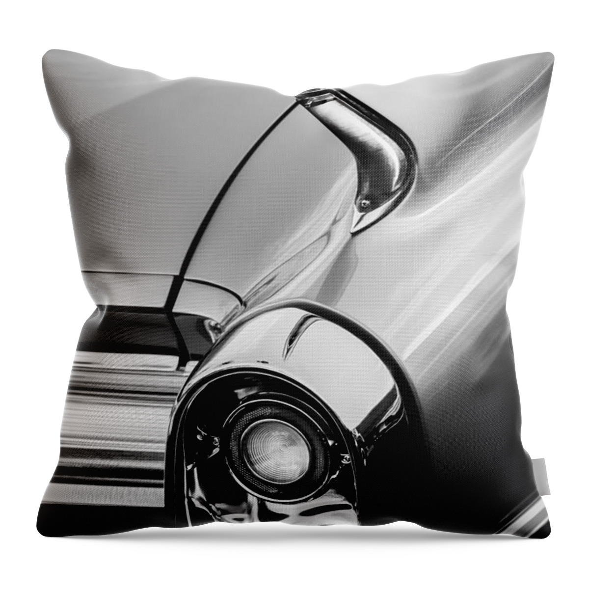 1960 Cadillac Series 62 Convertible Taillight Throw Pillow featuring the photograph 1960 Cadillac Series 62 Convertible Taillight -1040bw by Jill Reger
