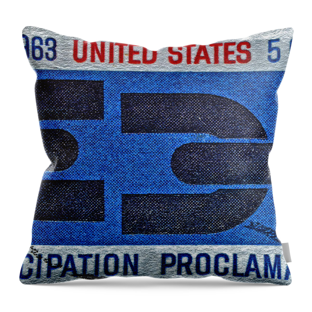 1963 Emancipation Proclamation Stamp Throw Pillow featuring the photograph 1963 Emancipation Proclamation Stamp by Bill Owen