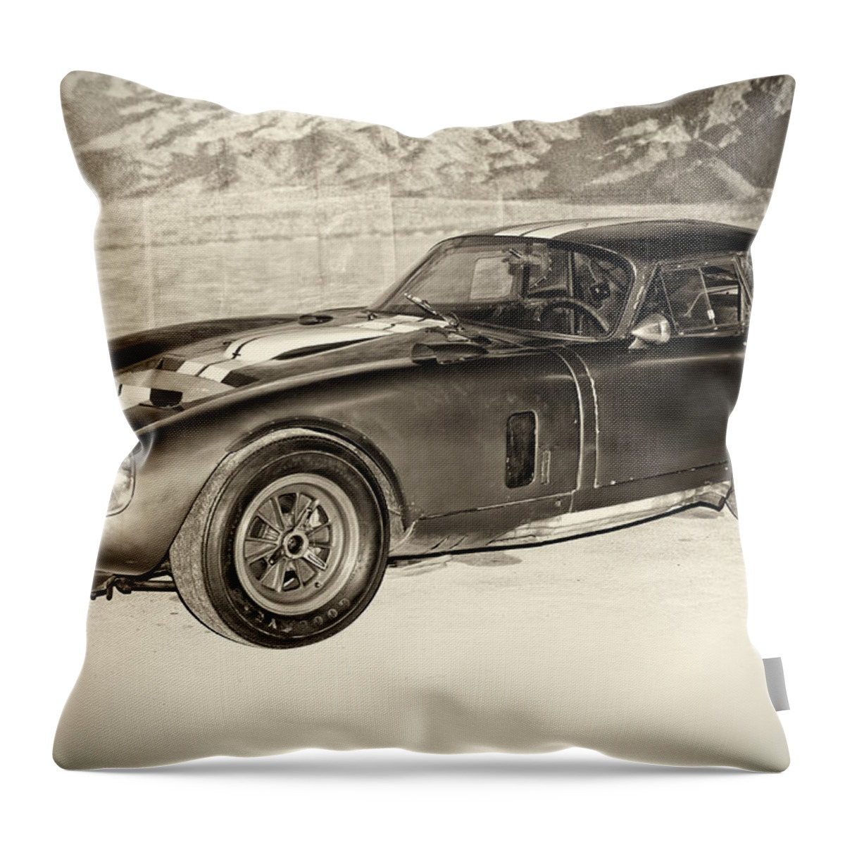 1964 Ford Mustang Cobra Steering Wheel Photographs Throw Pillow featuring the photograph 1964 Cobra Daytona Coupe by Klm Studioline