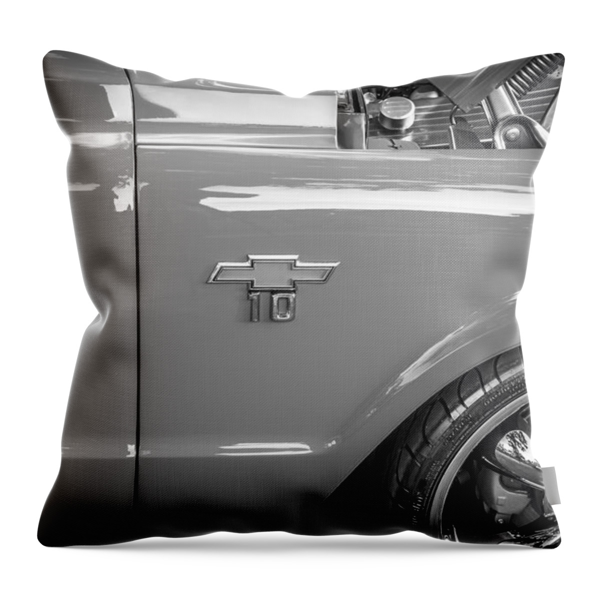 1967 Chevy Throw Pillow featuring the photograph 1967 Chevy Silverado Pick up Truck BW by Rich Franco