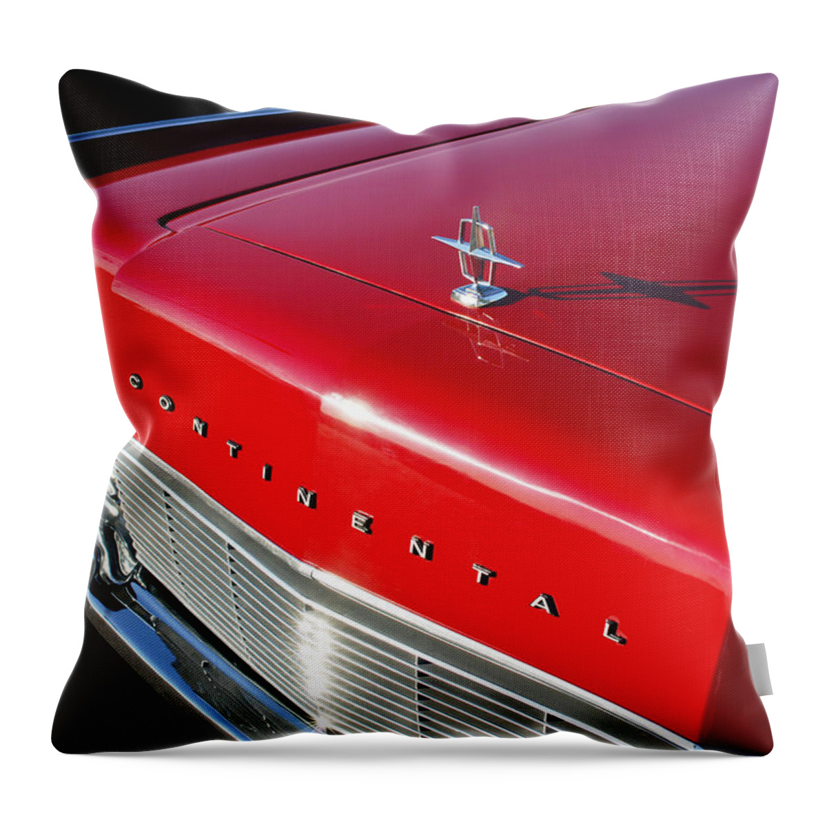 1967 Lincoln Continental Hood Ornament Throw Pillow featuring the photograph 1967 Lincoln Continental Hood Ornament - Emblem -646c by Jill Reger