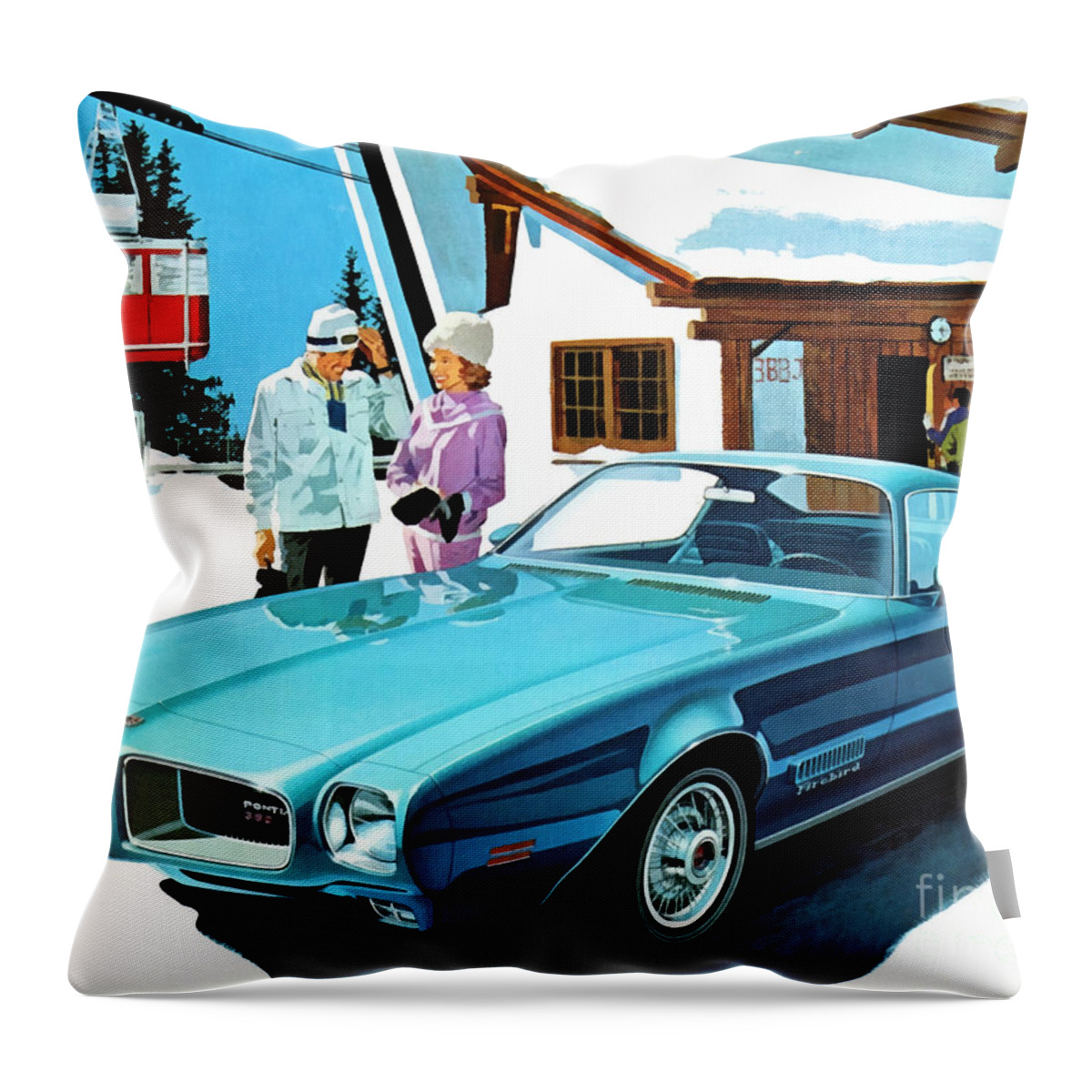 Pontiac Throw Pillow featuring the painting 1971 Pontiac Firebird Espirit by Vincent Monozlay