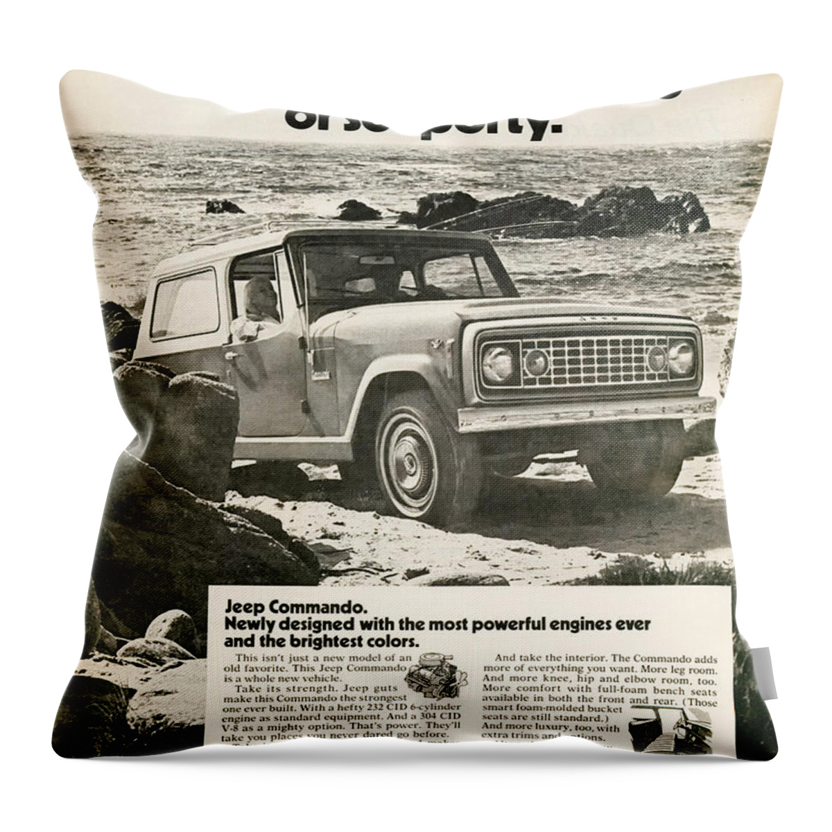Old Throw Pillow featuring the digital art 1972 Jeep Commando by Georgia Clare