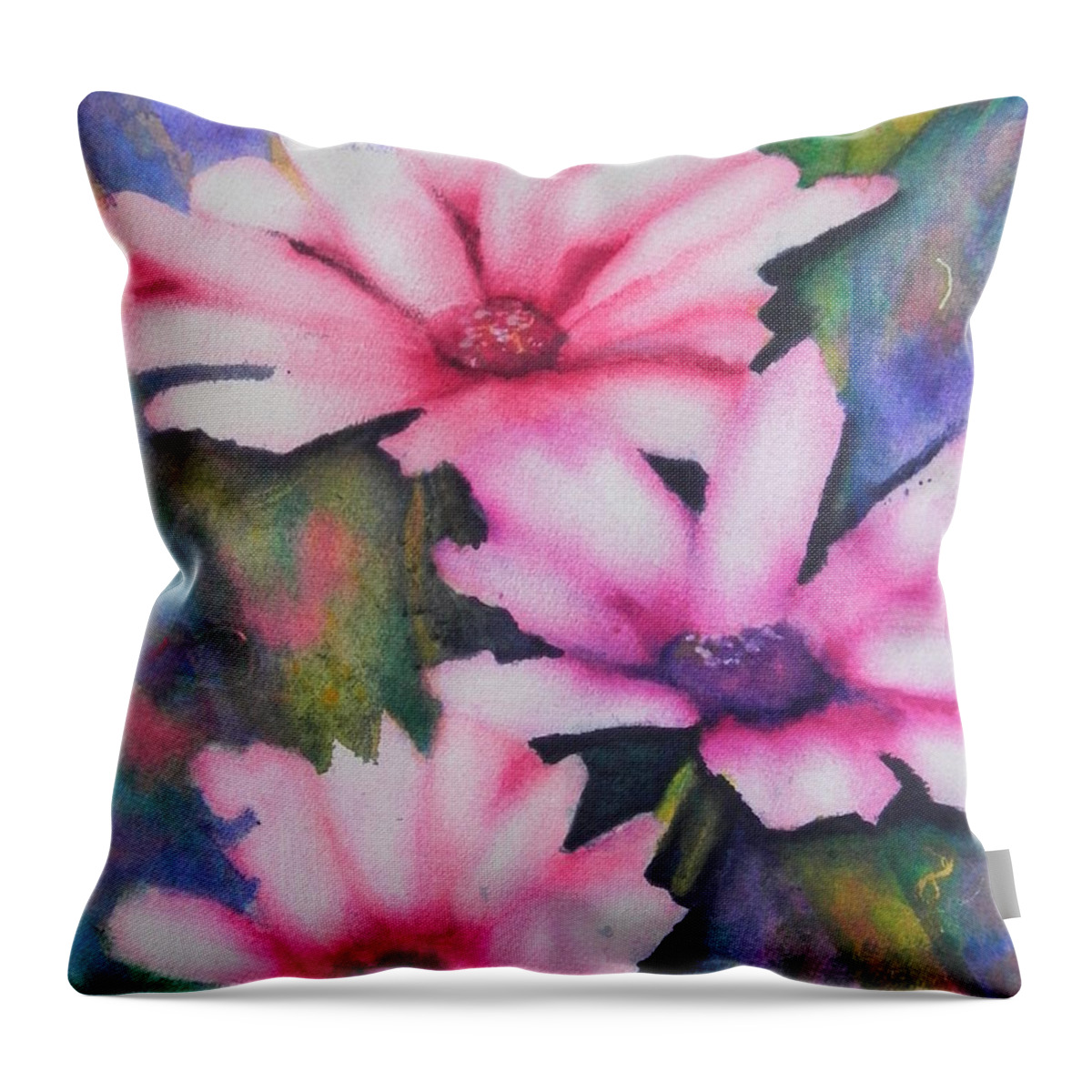 Fine Art Painting Throw Pillow featuring the painting A Touch Of Pink by Chrisann Ellis