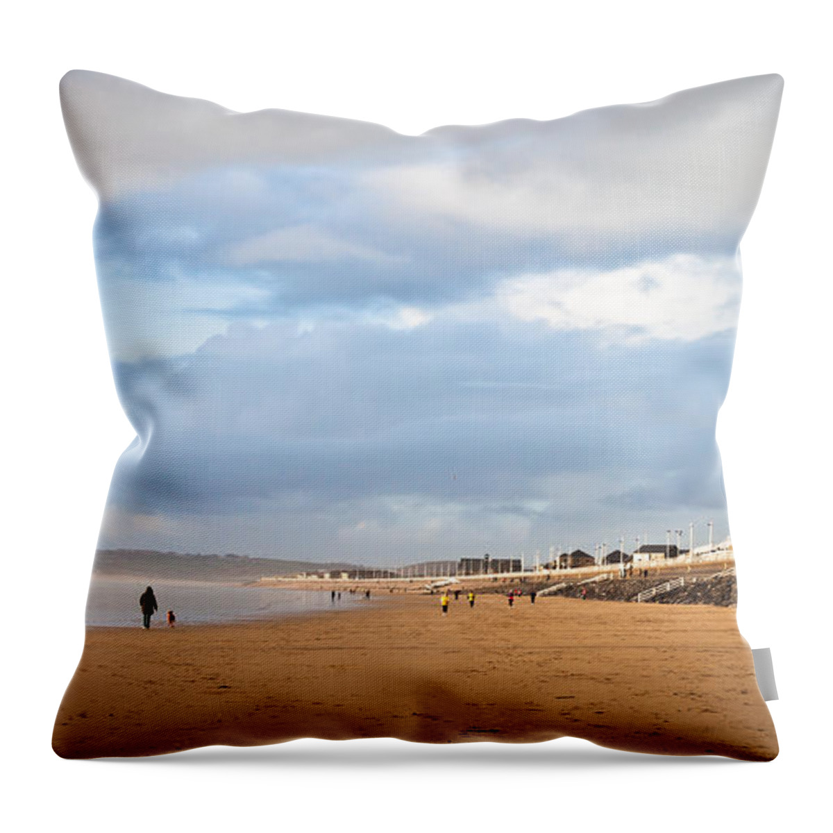 Aberafan Throw Pillow featuring the photograph Aberafan Beach #2 by Tom Gowanlock