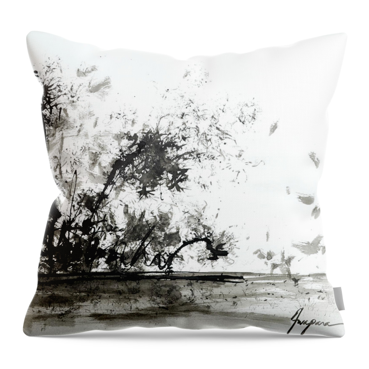 Abstract Painting Throw Pillow featuring the painting Modern Abstract Black Ink Art #1 by Patricia Awapara