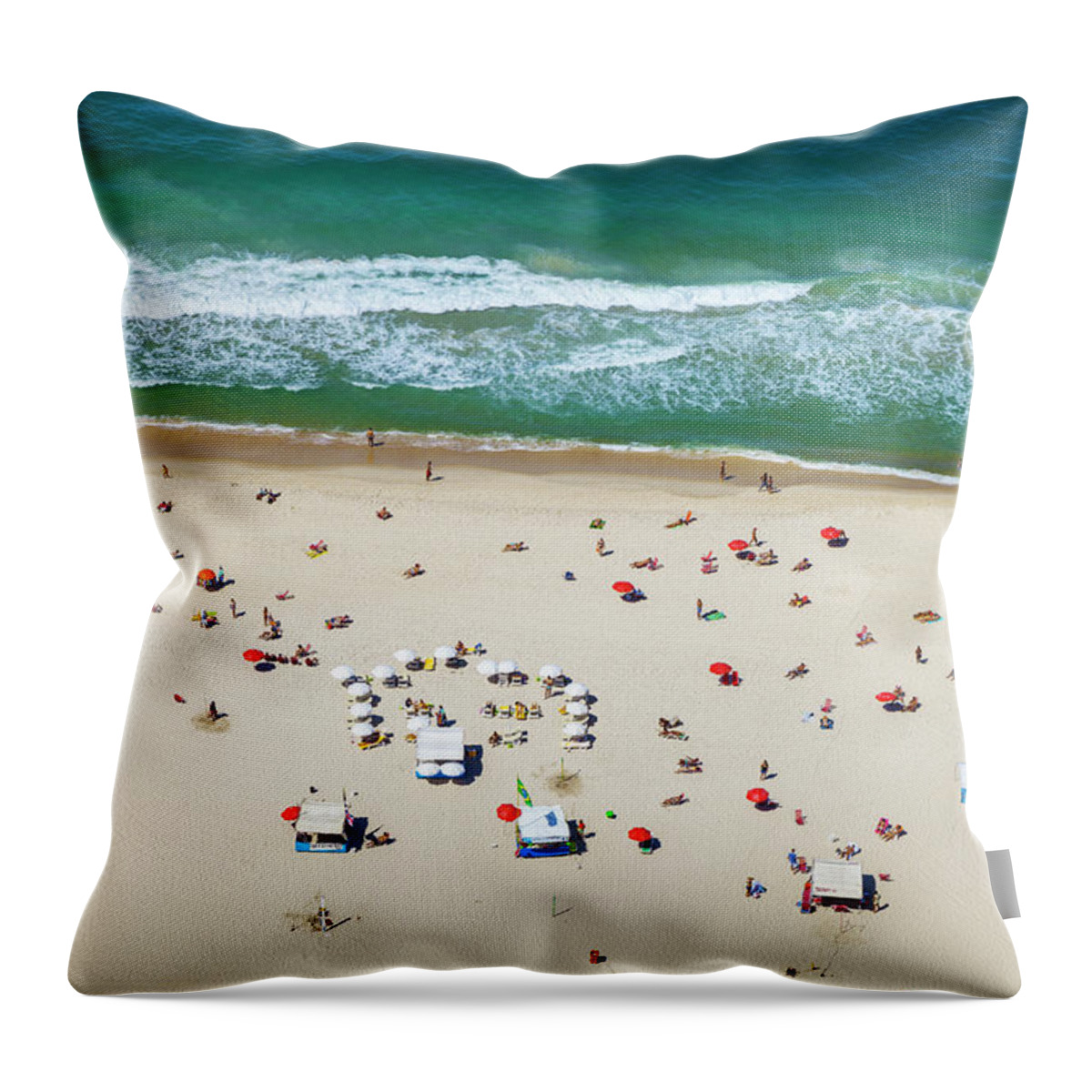 Water's Edge Throw Pillow featuring the photograph Aereal View Of Copacabana Beach In Rio #2 by Gonzalo Azumendi