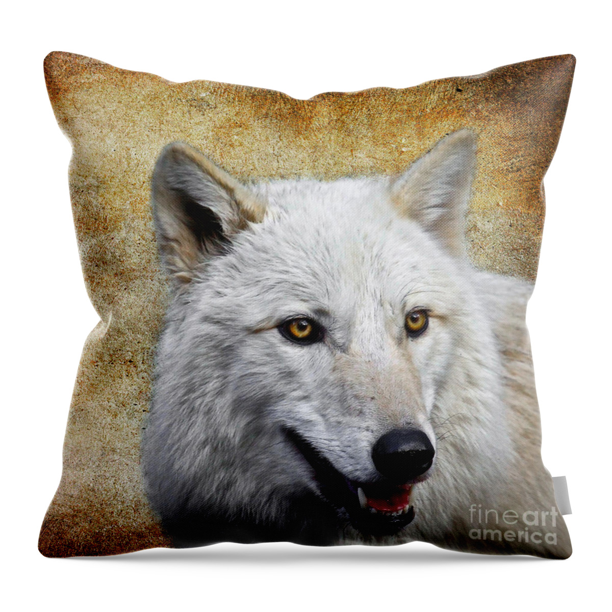 Wolf Art Throw Pillow featuring the photograph Arctic White Wolf #1 by Steve McKinzie