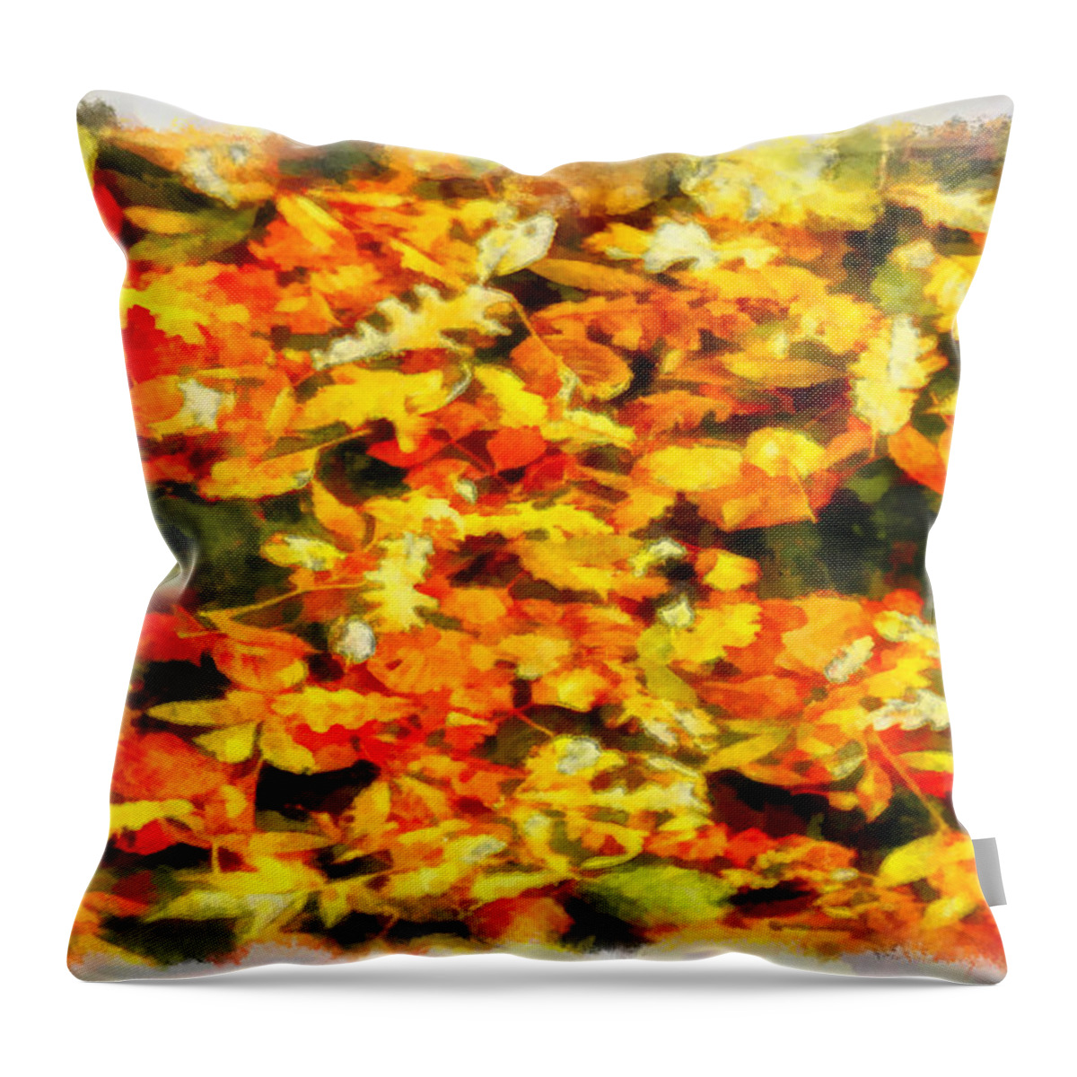 Rossidis Throw Pillow featuring the painting Autumn leaves 2 by George Rossidis