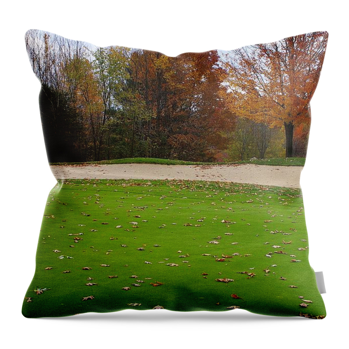 Golf Throw Pillow featuring the photograph Autumn on the Green #2 by Randy Pollard