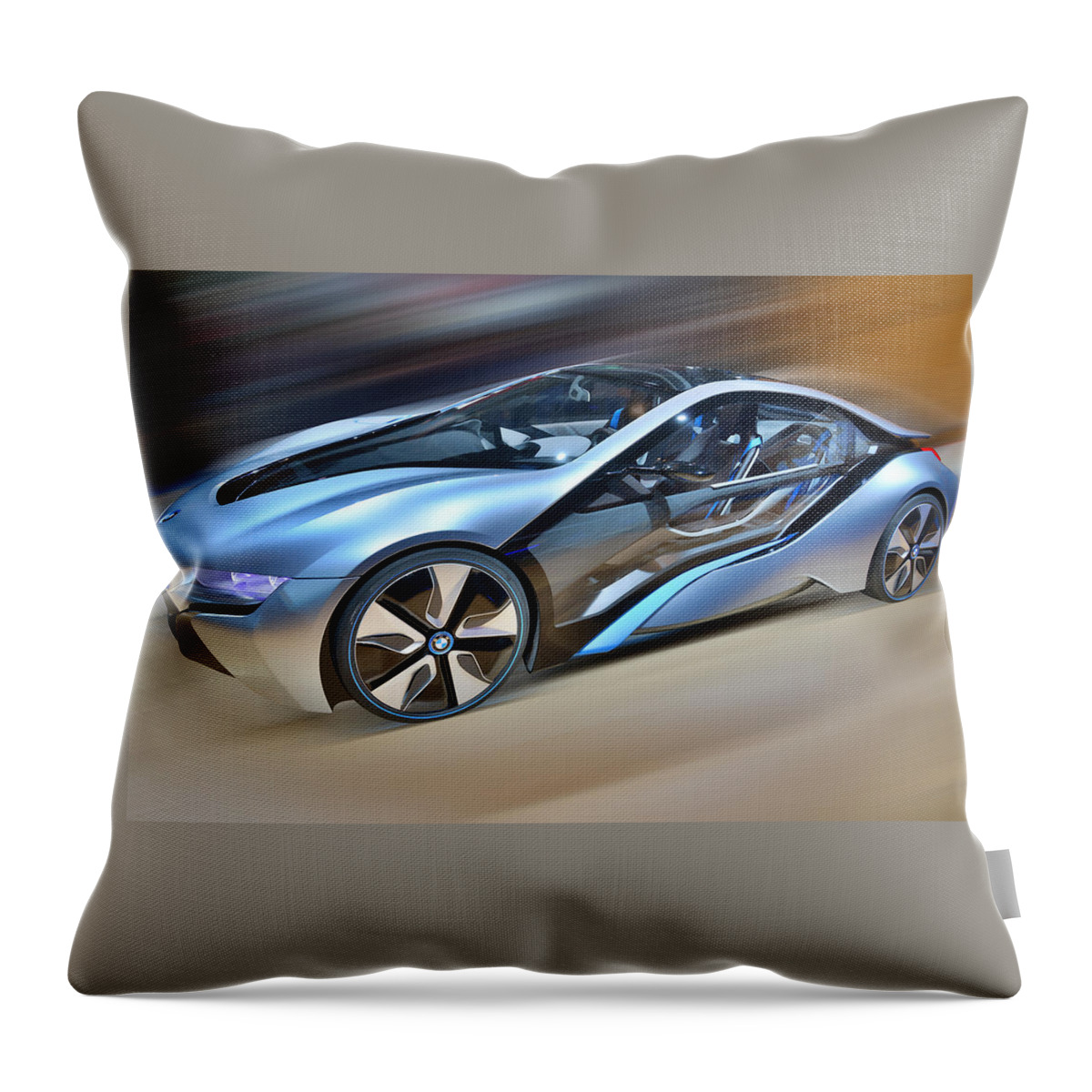 Bmw Throw Pillow featuring the photograph B M W eDrive i8 Concept 2014 #1 by Dragan Kudjerski