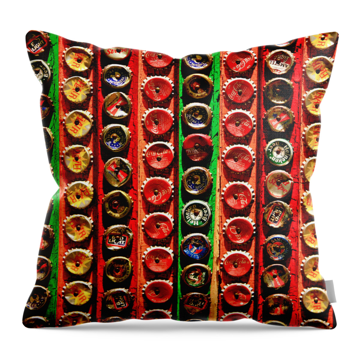 Caps Throw Pillow featuring the photograph Bottle Caps #1 by Art Block Collections