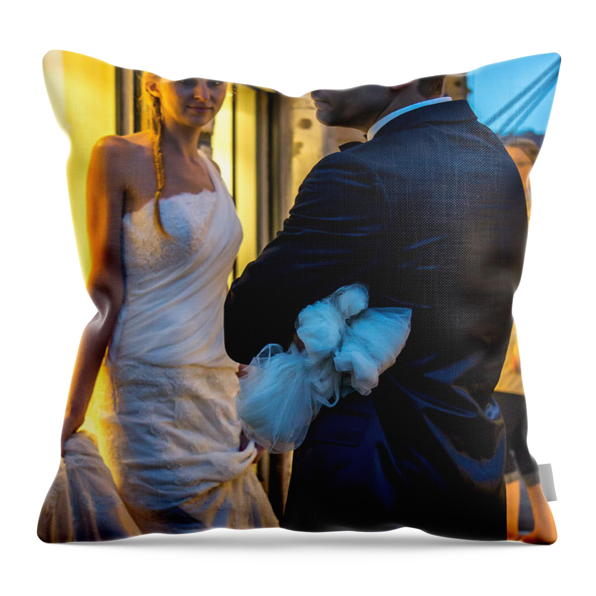 Venice Throw Pillow featuring the photograph Bride and Groom by Weir Here And There