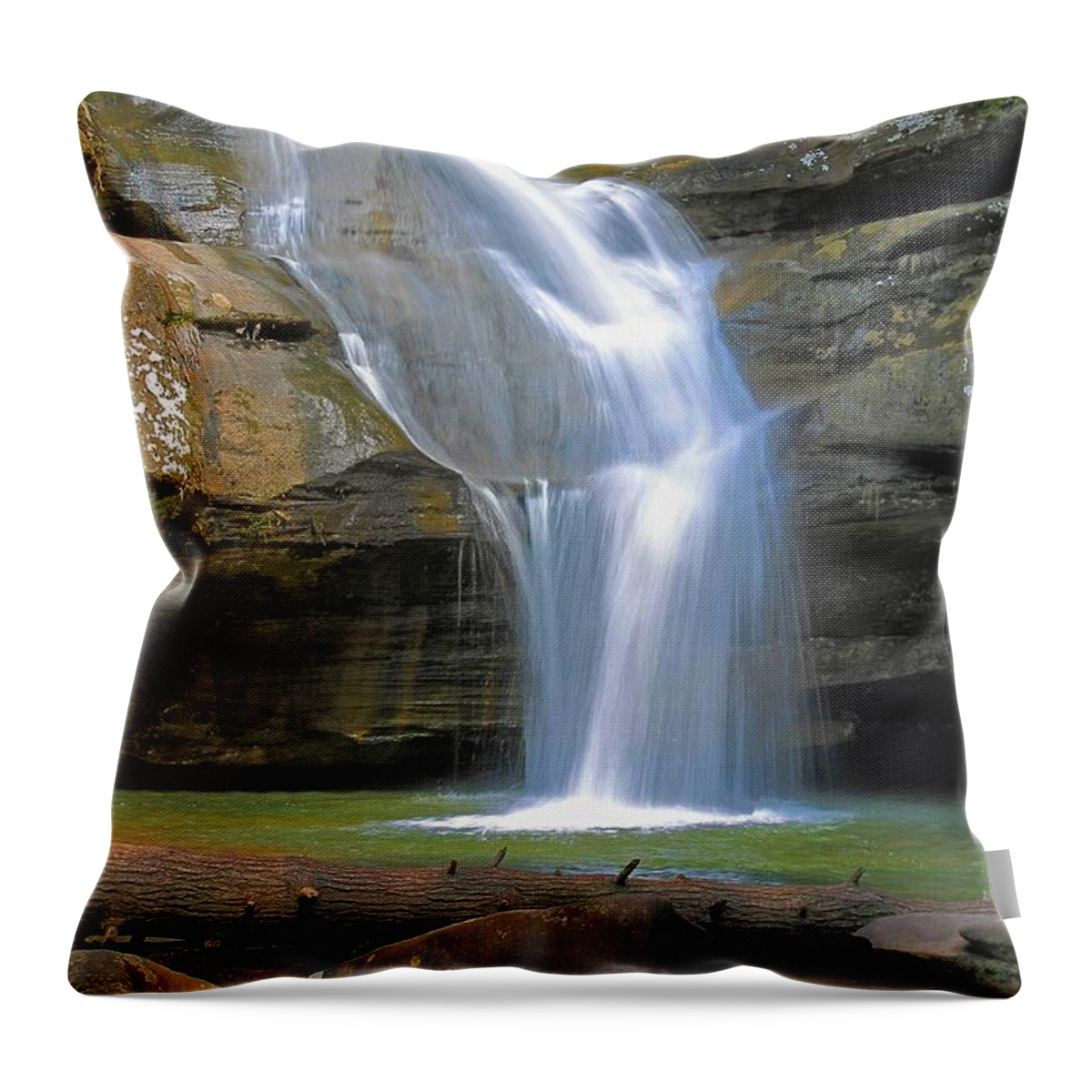 Waterfall Throw Pillow featuring the photograph Cedar Falls Landscape by Angela Murdock