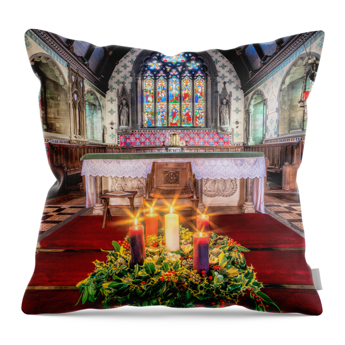 Christians Throw Pillow featuring the photograph Christmas Candles #1 by Adrian Evans