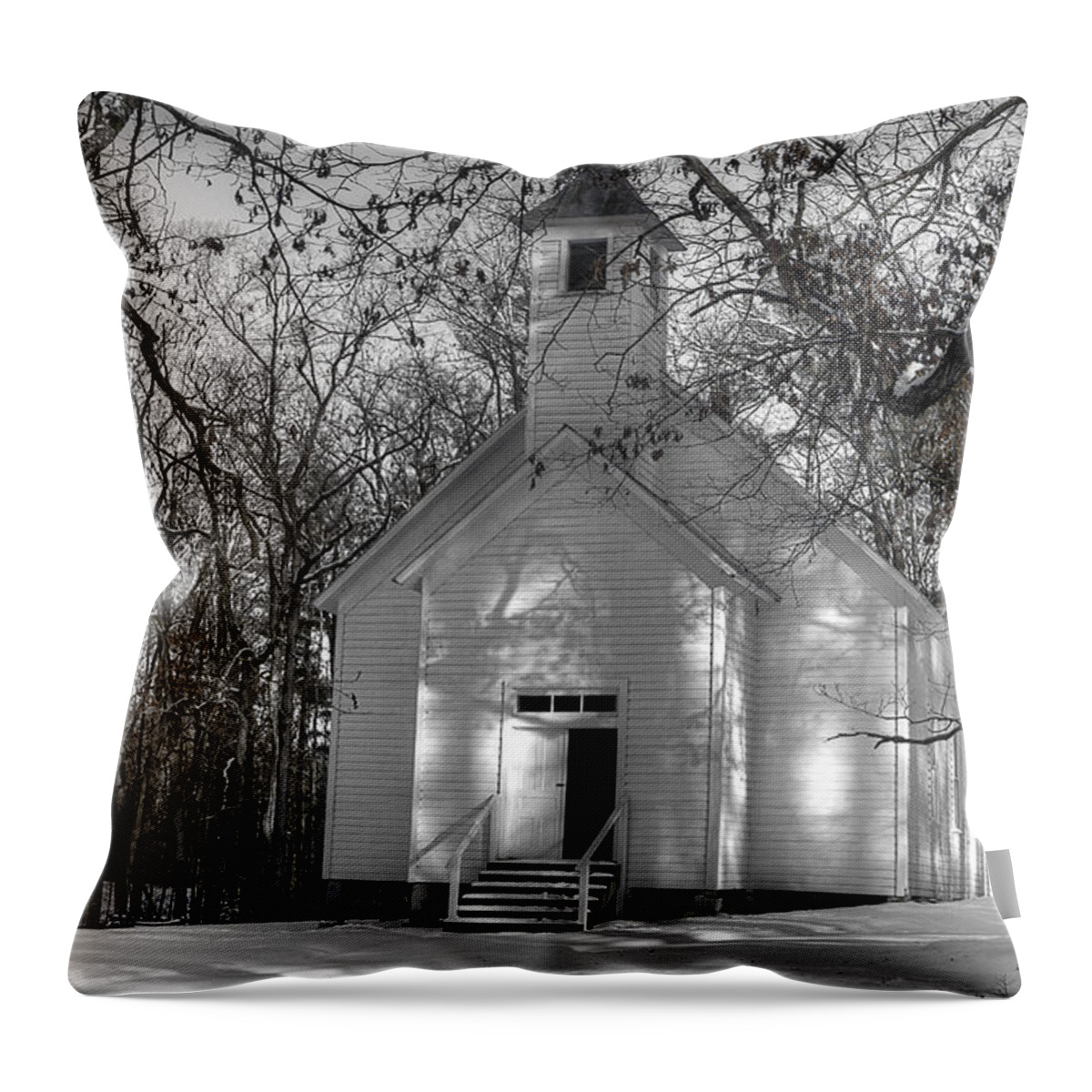 Cades Cove Church Throw Pillow featuring the photograph Church In The Cove by Michael Eingle
