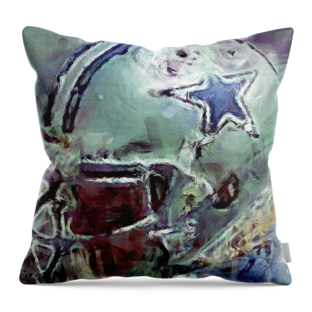 Cowboys Throw Pillow featuring the digital art Cowboys Art Abstract #2 by David G Paul
