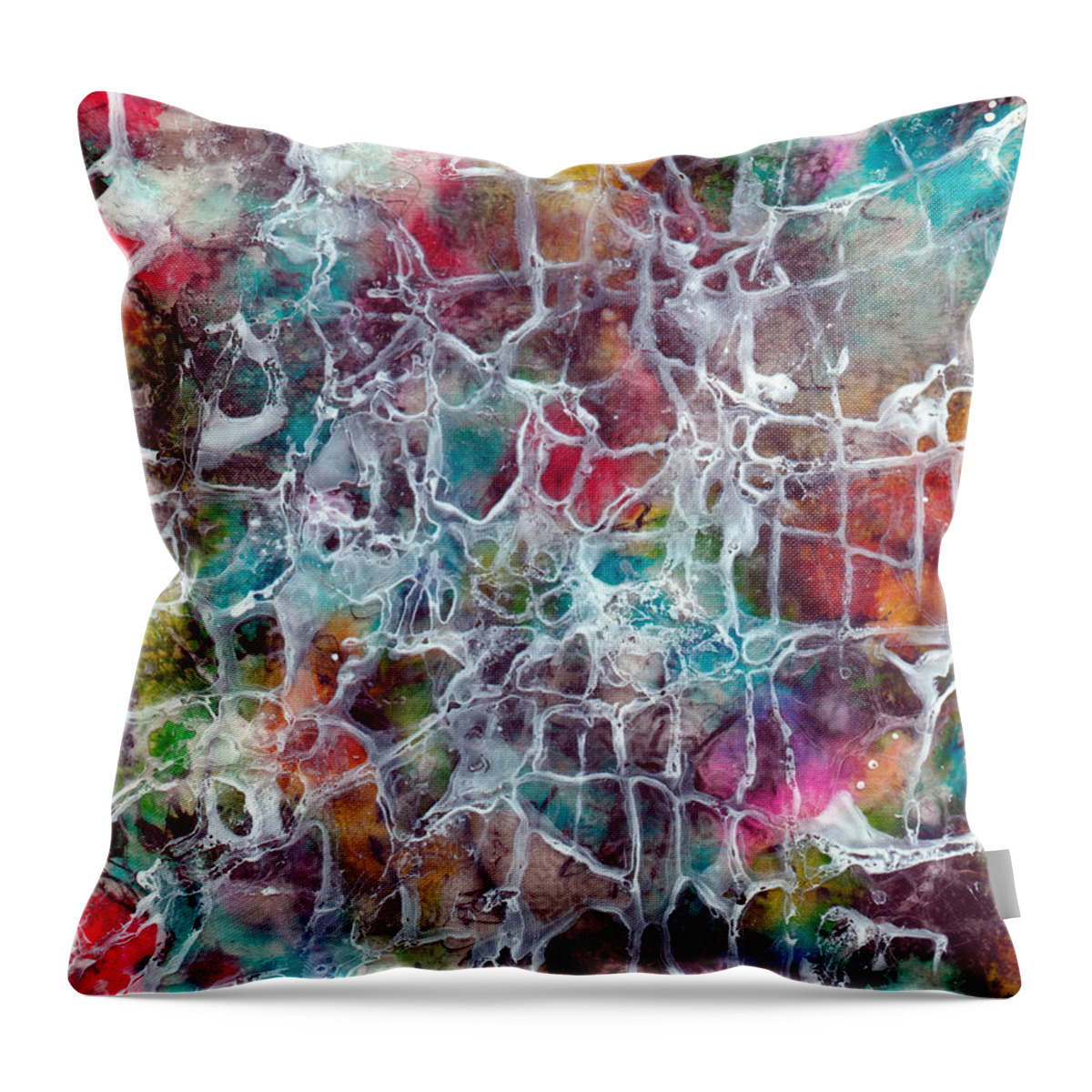 Resin Art Throw Pillow featuring the painting Dancing Days #2 by Jane Biven