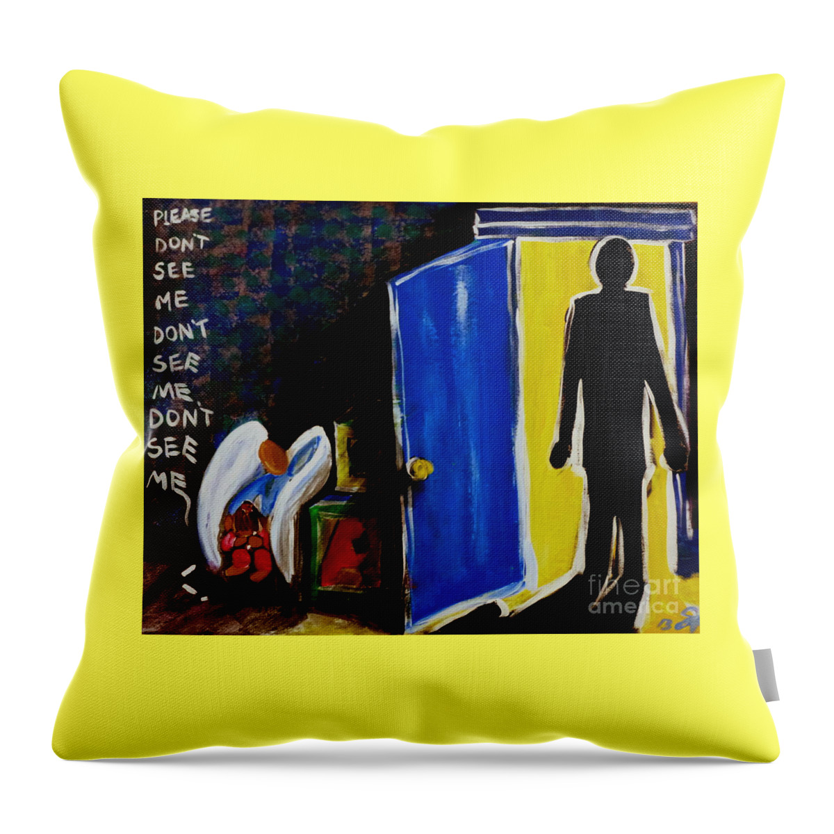 Don't Throw Pillow featuring the painting Don't See Me by Jackie Carpenter