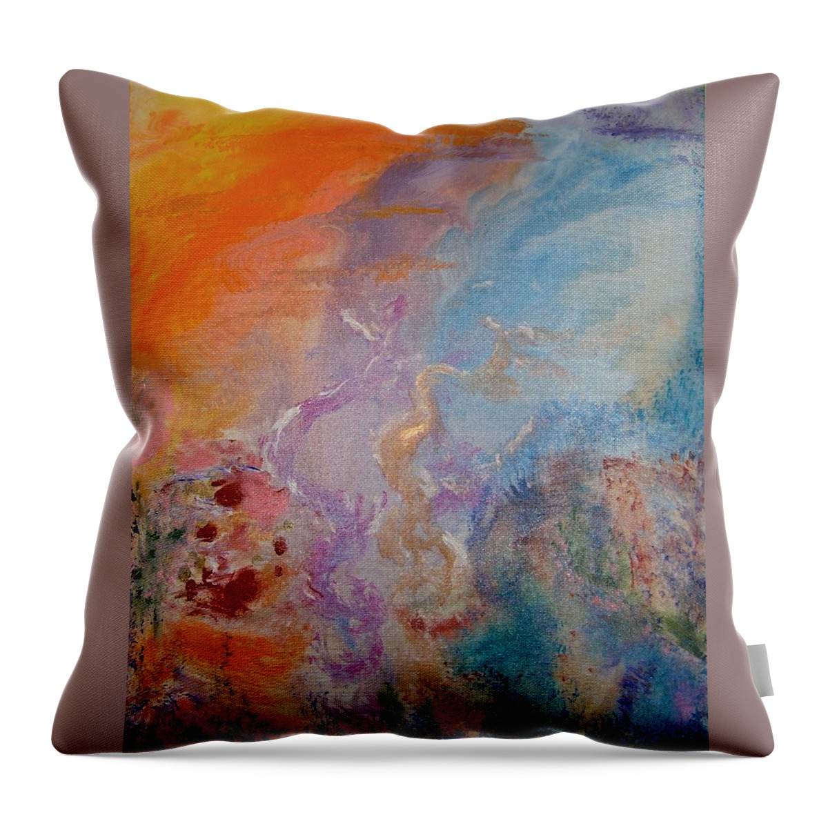 Dragons Rising Throw Pillow featuring the painting 2 Dragons by Mr Dill