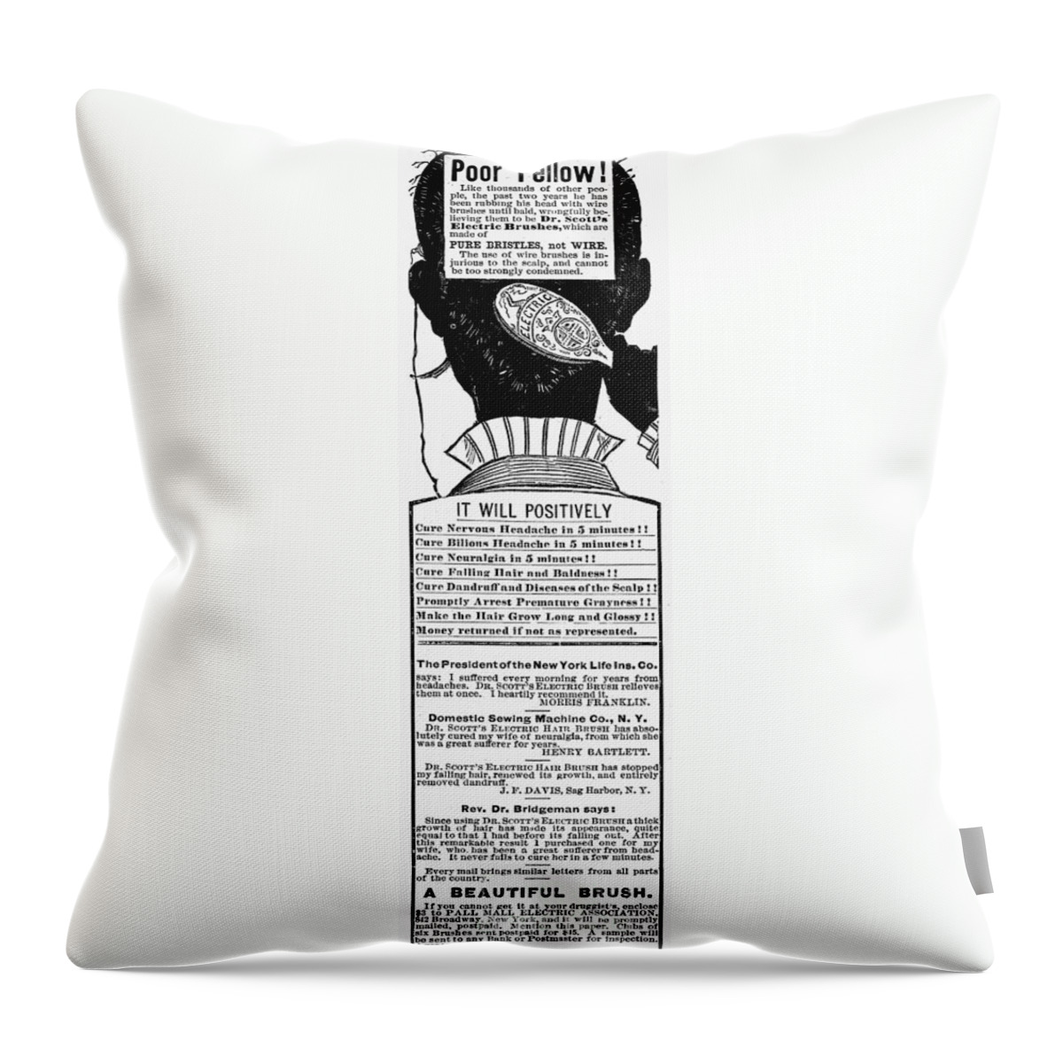 1882 Throw Pillow featuring the photograph Electric Brush, 1882 #2 by Granger
