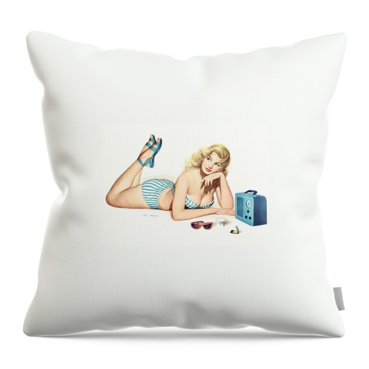  Pinup Poster Throw Pillow featuring the photograph Esquire Pin Up Girl #3 by Action