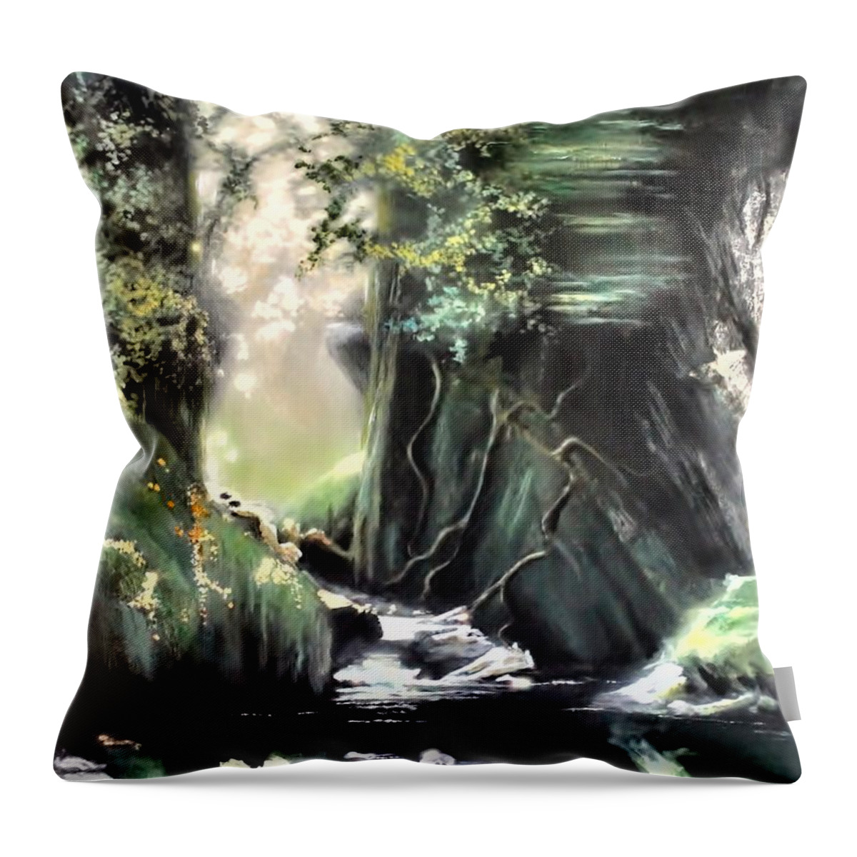 Ablaze Throw Pillow featuring the painting Fairy Glen by Melissa Herrin