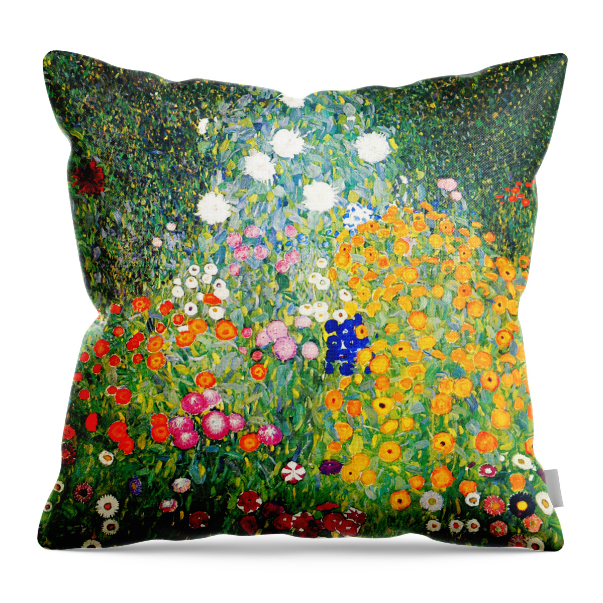Gustav Klimt Throw Pillow featuring the painting Flower Garden #5 by Celestial Images