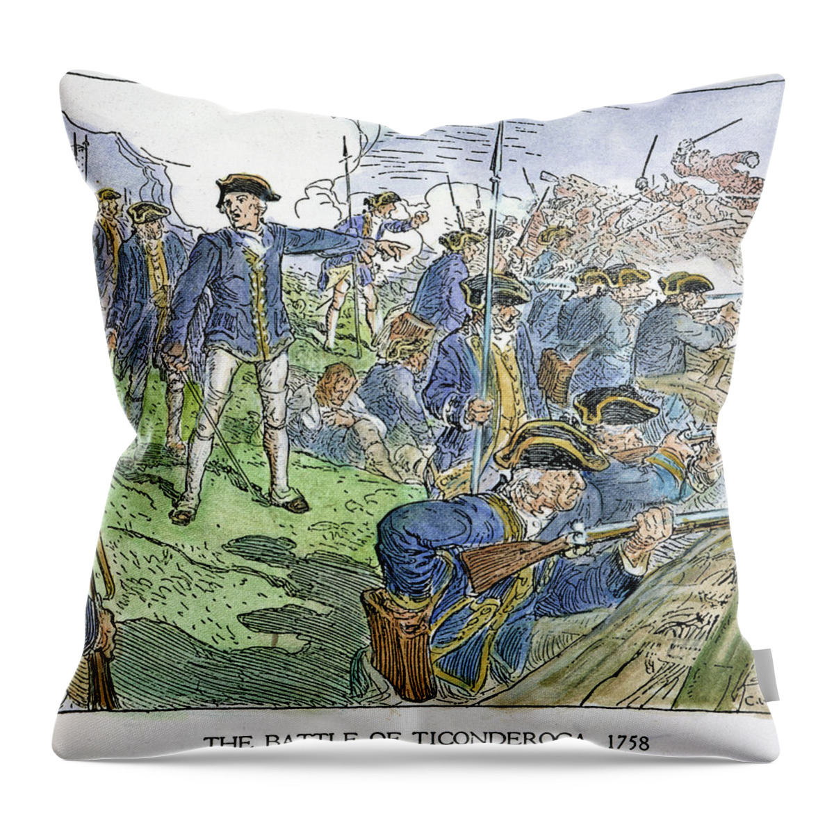 1758 Throw Pillow featuring the drawing French & Indian War, 1758 #2 by Granger