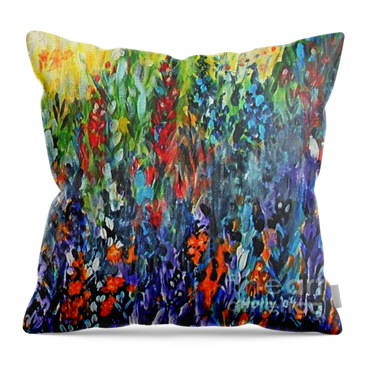 Glowy Clearing Throw Pillow featuring the painting Glowy Clearing by Holly Carmichael