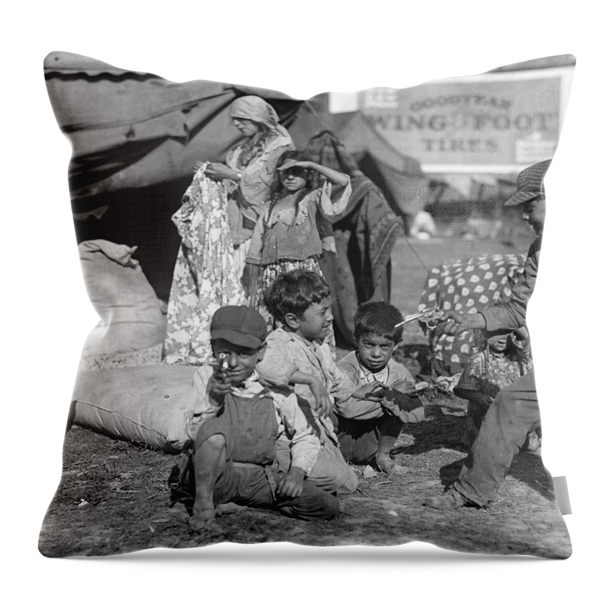 1923 Throw Pillow featuring the photograph Gypsies, C1923 #2 by Granger