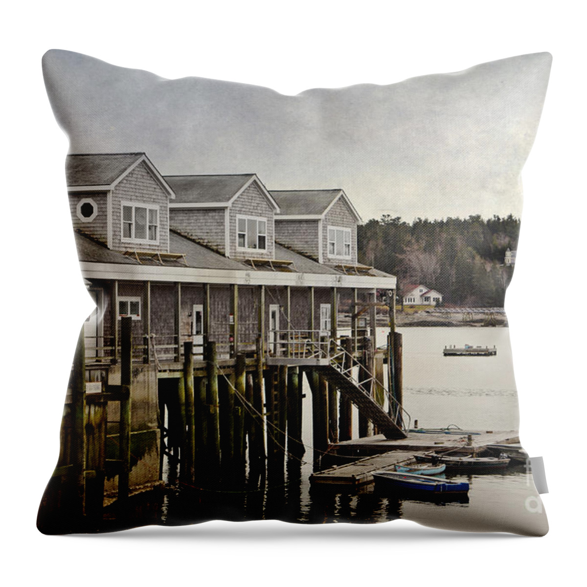 Maine Throw Pillow featuring the photograph Harbor Village by Karin Pinkham