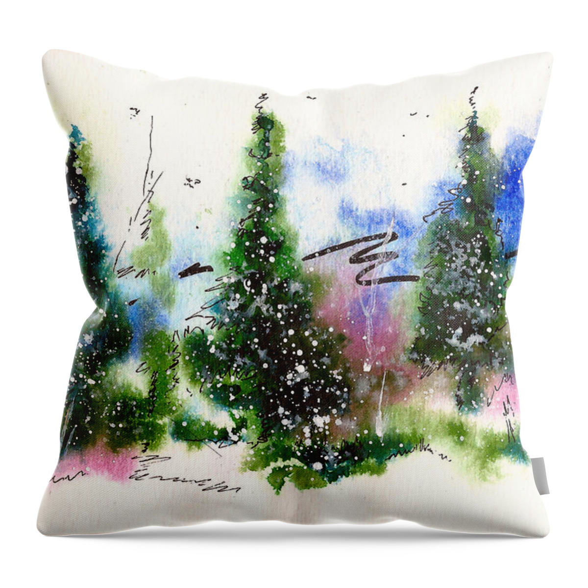 Solstice Throw Pillow featuring the painting Holiday Card 2 #2 by Nelson Ruger