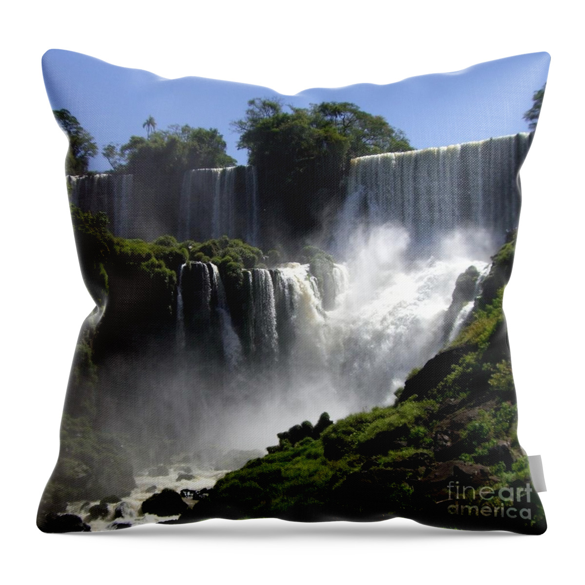 Waterfalls Throw Pillow featuring the photograph Iguassu Falls by Barbie Corbett-Newmin
