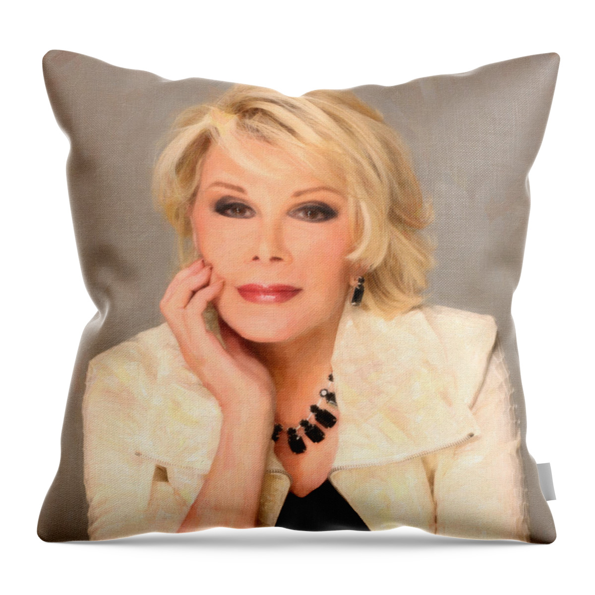 Joan Rivers Portrait Throw Pillow featuring the painting Joan Rivers Portrait #3 by MotionAge Designs