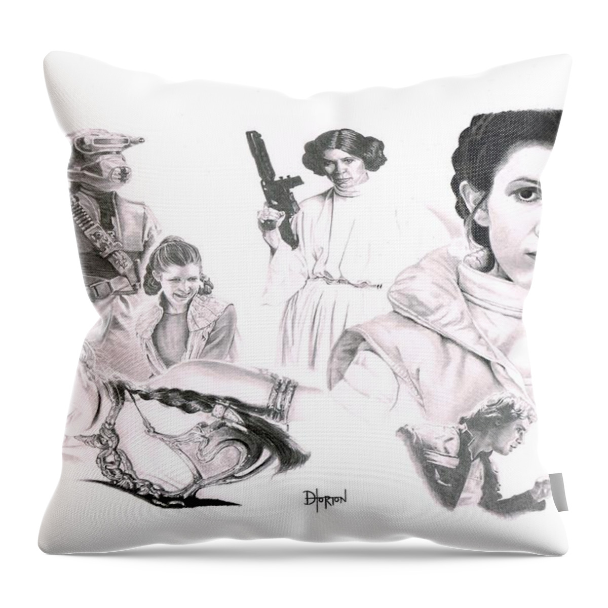 Leia Throw Pillow featuring the drawing Leia by David Horton