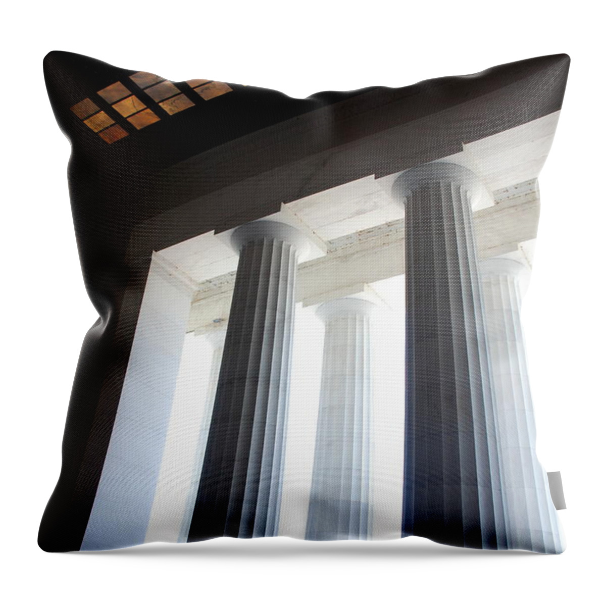 Washington Throw Pillow featuring the photograph Lincoln Stained Glass and Columns #2 by Kenny Glover