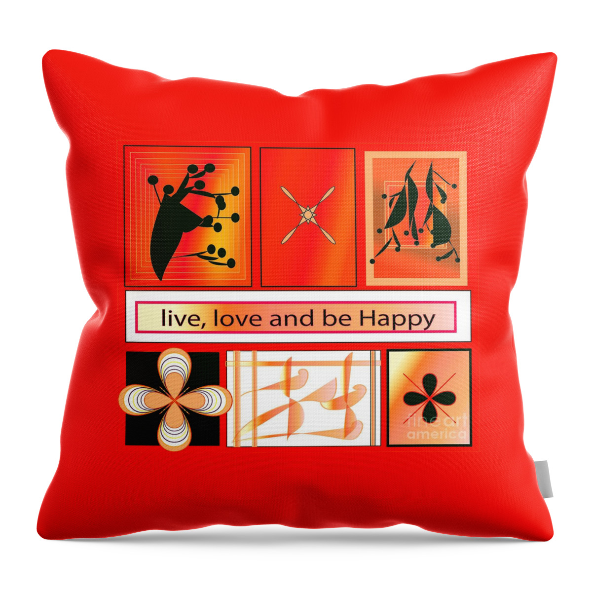 Design Throw Pillow featuring the digital art Live Love and be Happy #2 by Iris Gelbart