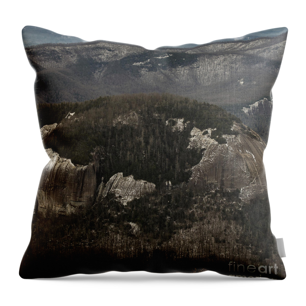 North Carolina Throw Pillow featuring the photograph Looking Glass Rock by Blue Ridge Parkway - Aerial Photo #4 by David Oppenheimer