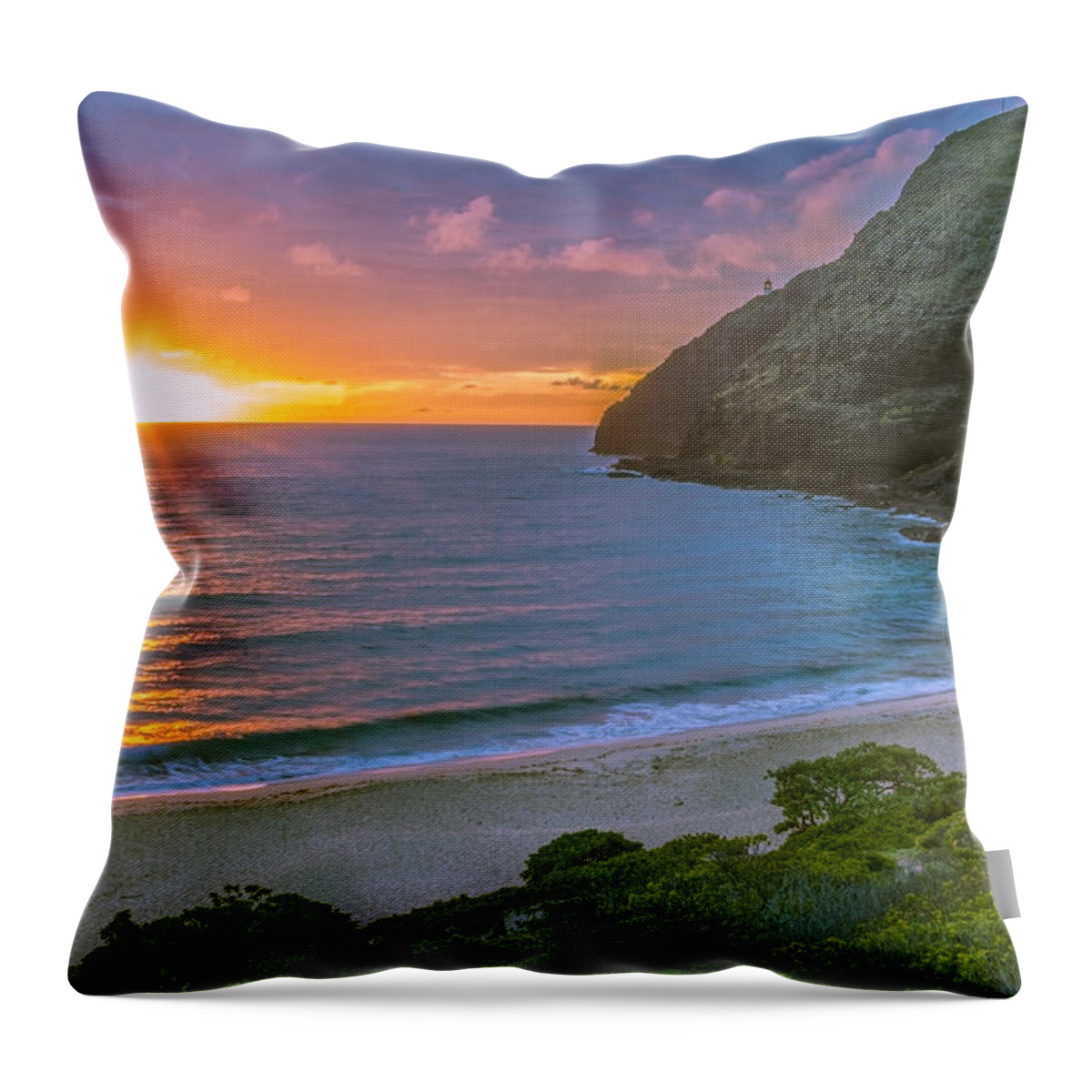 Cliffs Throw Pillow featuring the photograph Makapuu Sunrise 1 #2 by Leigh Anne Meeks