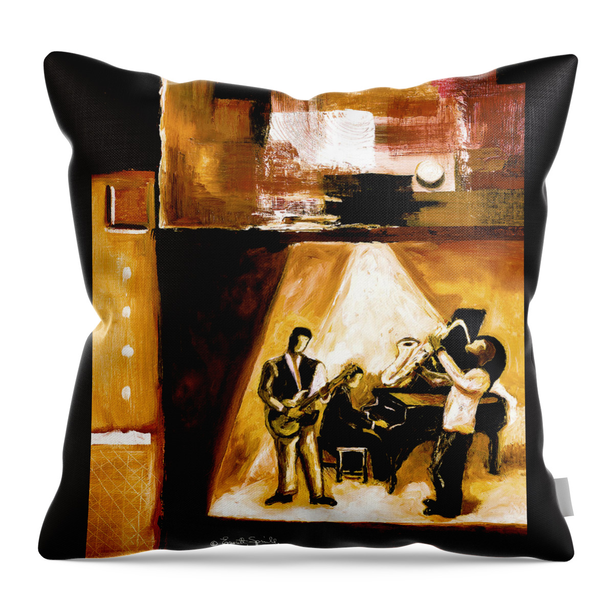 Everett Spruill Throw Pillow featuring the painting Modern Jazz Number One by Everett Spruill