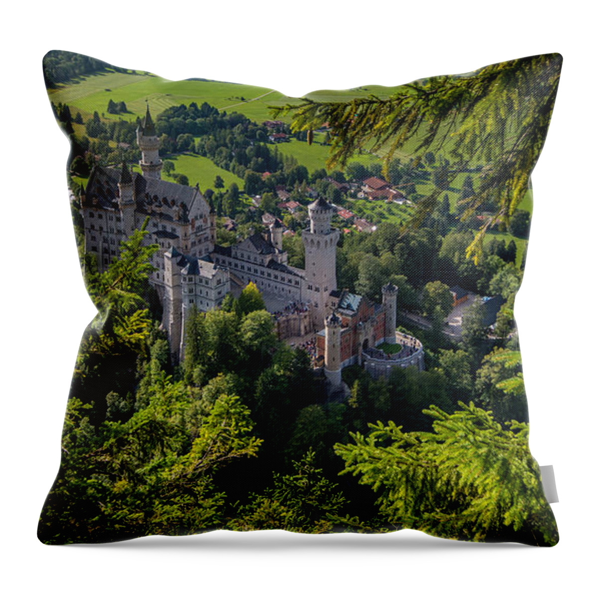 Neuschwanstein Castle Throw Pillow featuring the photograph Neuschwanstein Castle - Bavaria - Germany #2 by Gary Whitton